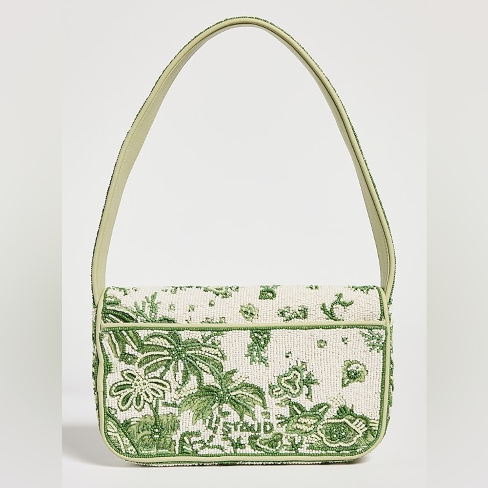 NWT Staud Beaded Tommy Shoulder Bag Clover Toile π Rare Find π - Picture 14 of 16